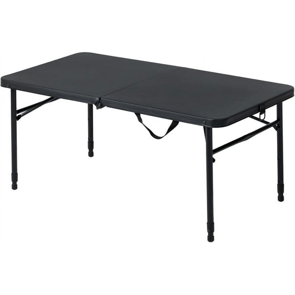 40" L x 20" W Plastic Adjustable Height Fold-in-Half Folding Table, Rich Black