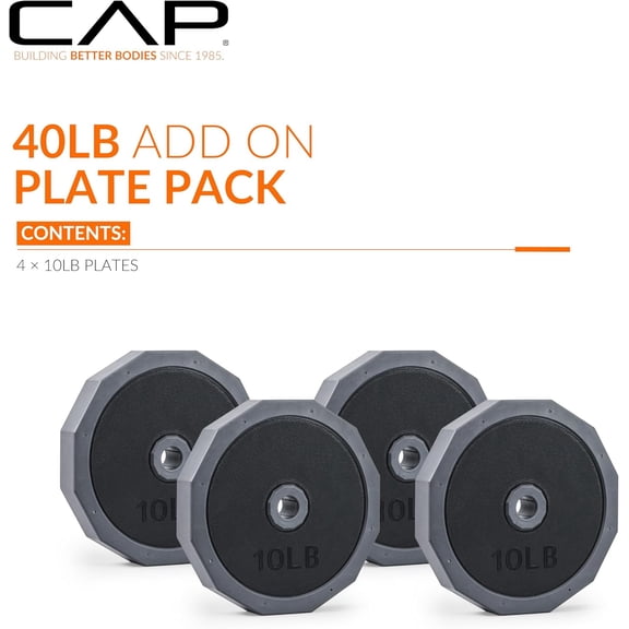 40 LB Add-On Weight Plate Pack - TPR-Coated Iron Sand Filled Plates for Home Gym Strength Training