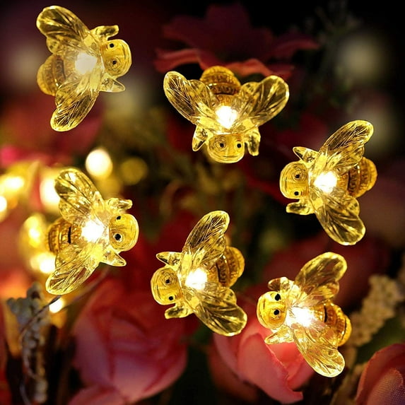 40 LED Honeybee Fairy String Lights Battery Operated 8 Modes Decorative String Lights with Remote Control Waterproof for Wedding, Party, Festival, Indoor, Outdoor