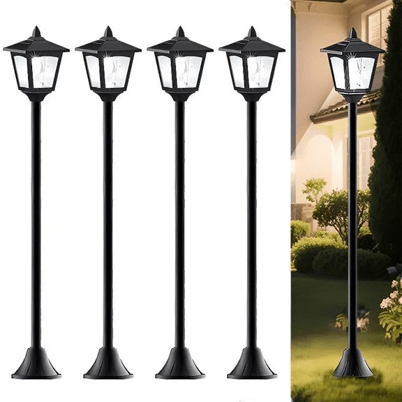 4 pack 40" Solar Lamp Post Lights Outdoor, LED Dusk to Dawn Waterproof Yard & Walkway Lights