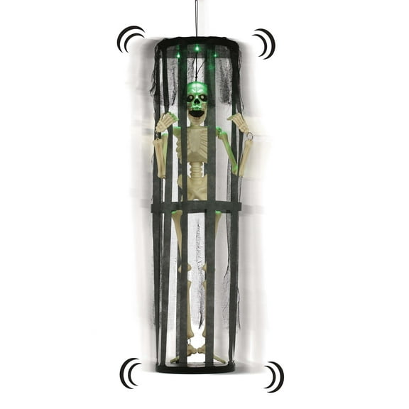 40" LED & Sound Shaking Skeleton in Cage Decoration
