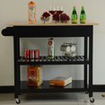 thumbnail image 1 of 40" Length Portable Kitchen Island on Wheels, Kitchen Island Cart with 2 Shelves, Rolling Kitchen Island with Black Frame and Wood Top, Convenient Assembly, 1 of 7