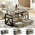 thumbnail image 1 of 40" Lift Top Coffee Table,4 in 1 Multi-Function Lift Coffee Tables with Storage Drawers and Hidden Compartmen,Farmhouse Coffee Table with Lifting top for Living Room,Grey, 1 of 8