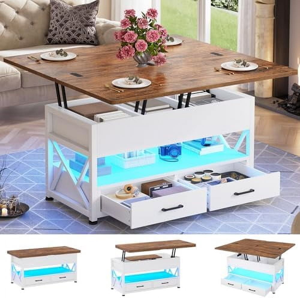 40" Lift Top Coffee Table, 4 in 1 White Coffee Tables with Storage for ...