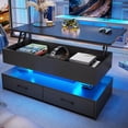 thumbnail image 1 of 40" Lift Top Coffee Table with Storage, Modern Coffee Table with LED Lights and 2 Drawers, Small Coffee Table for Living Room, Dining Reception Room, Black, 1 of 7