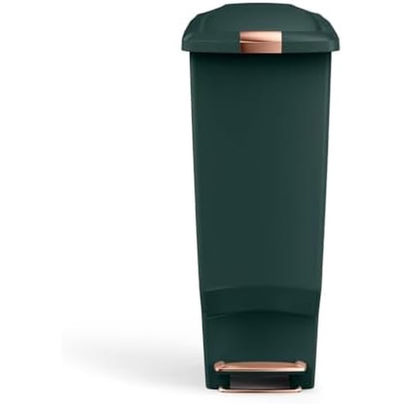 40 Liter / 10.6 Gallon Hybrid Slim Kitchen Step Trash Can with Secure Slide Lock, Hunter Plastic