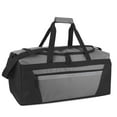 thumbnail image 1 of 40 Liter 22 Inch Duffle Bag with Reflective Stripe, Front Accessory Pocket, Velcro Handles, Dual Zipper Closure and Luggage Strap for Traveling, Commuting, Sports and Gym Equipment in Gray & Silver, 1 of 7