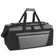 thumbnail image 1 of 40 Liter 22 Inch Duffle Bag with Reflective Stripe, Front Accessory Pocket, Handles, Dual Zipper Closure and Luggage Strap for Traveling, Commuting, Sports and Gym Equipment in Gray & Silver, 1 of 7