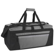 40 Liter 22 Inch Duffle Bag with Reflective Stripe, Front Accessory Pocket, Handles, Dual Zipper Closure and Luggage Strap for Traveling, Commuting, Sports and 