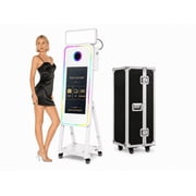 40" Magic Mirror Photo Booth Machine, 21.5" Interactive Touch Screen Selfie Kiosk with Mini PC, RGB LED Frame and Flight Case for Weddings and Events