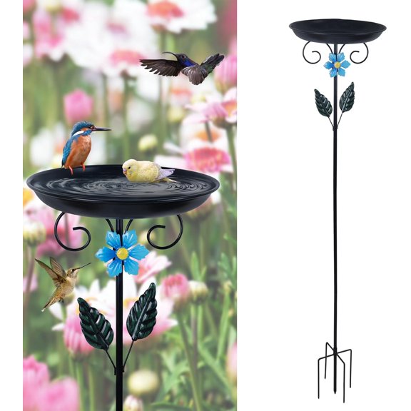 40 Metal Bird Bath for Outside, Freestanding Birdbaths & Birdfeeder for Outdoors, Upgraded 5 Pronged Base Bird Baths Feeder Bowl for Garden Patio Yard Lawn Decor$$Garden & Patio