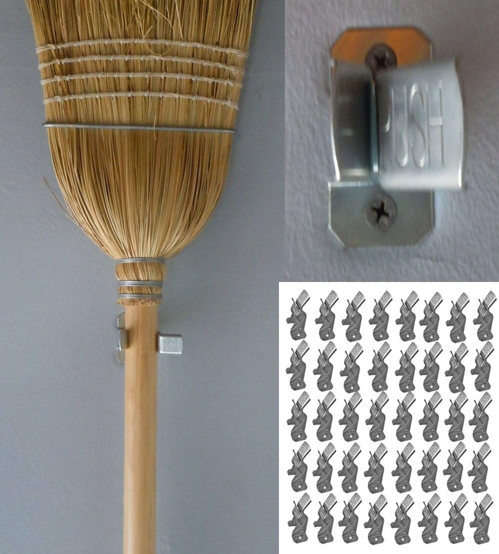 40 Metal Spring Grip Clamps Garage Closet Wall Organizer For Brooms