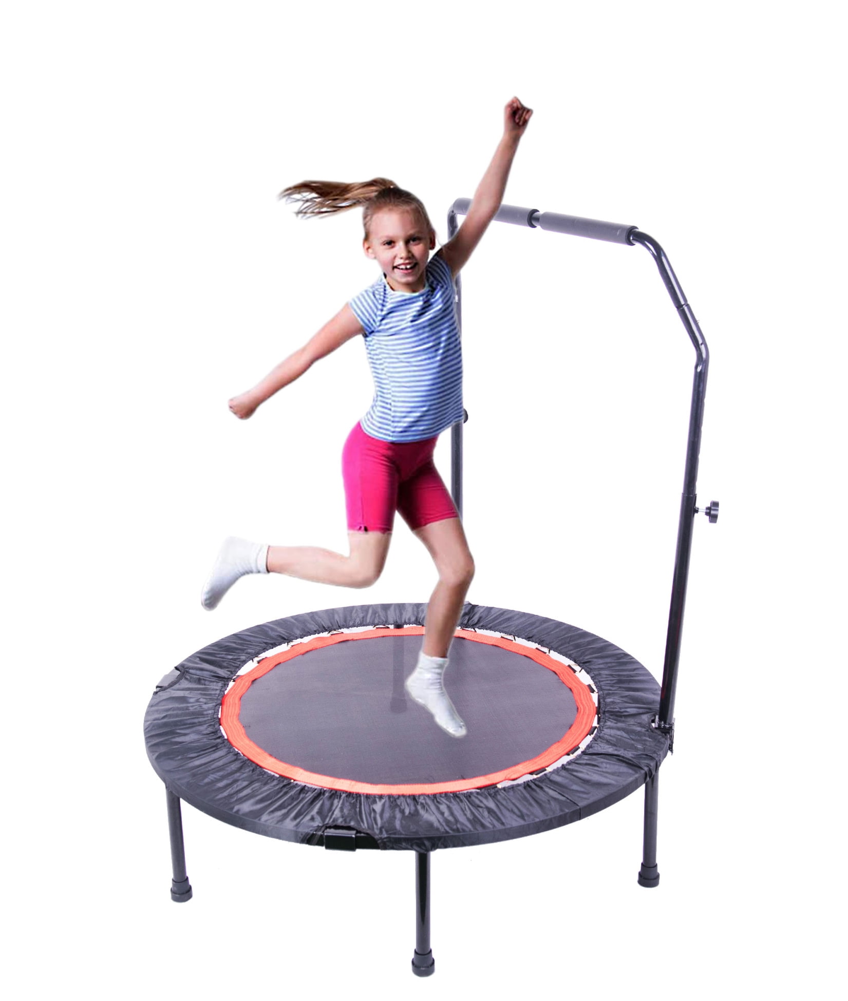 40" Mini Trampoline Max Load 300lbs, Fitness Rebounder with Adjustable Height Metal Handle, Exercise Trampoline for Adults Indoor/Garden Workout