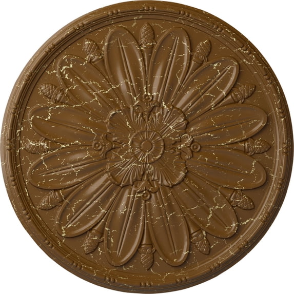 40"OD x 1 7/8"P Delfina Ceiling Medallion, Hand-Painted Smokey Topaz Crackle