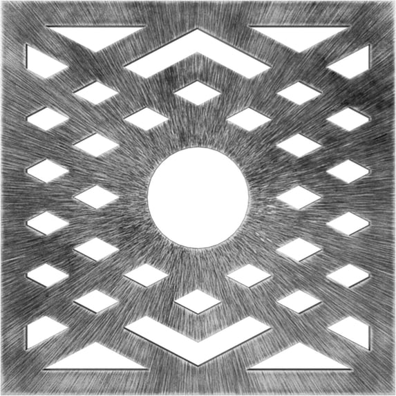 40"OD x 10 3/8"ID x 1"P Chevron Architectural Grade PVC Pierced Ceiling Medallion, Antiqued Silver