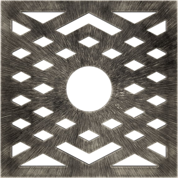 40"OD x 10 3/8"ID x 1"P Chevron Architectural Grade PVC Pierced Ceiling Medallion, Antiqued Warm Silver