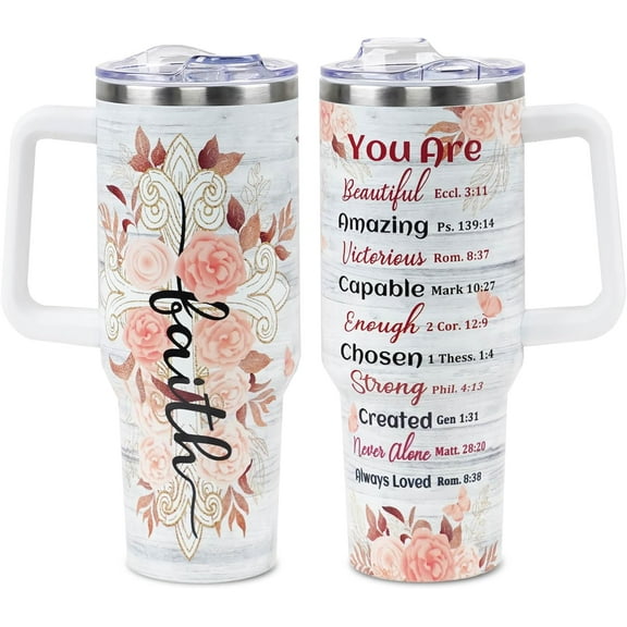 40 OZ Christian Tumbler Cup, Christian Gifts For Women Faith, Mother''s Day, Birthday, Christmas Gifts, Inspirational, Catholic, Religious Gifts For Mom, Friend, Sister, Grandma