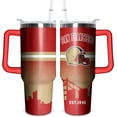 thumbnail image 1 of 40 OZ Football Tumbler With Handle and Straw - City Travel Mug for Fans - Keeps Drinks Cold & Hot - Gifts for Men W, 1 of 3