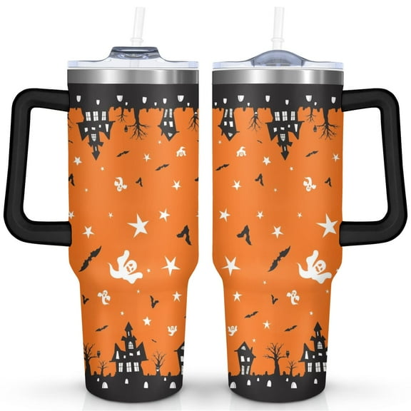 40 OZ Happy Halloween Cup with Handle Double Wall Vacuum Insulation Tumbler Gift for Travel Commuting
