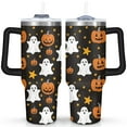 thumbnail image 1 of 40 OZ Happy Halloween Travel Mug with Handle Double Wall Vacuum Insulation Water Bottle Gift for Travel Commuting, 1 of 7