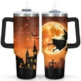 thumbnail image 1 of 40 OZ Happy Halloween Tumbler with Handle Double Wall Vacuum Insulation Tumbler Gift for Travel Commuting, 1 of 7