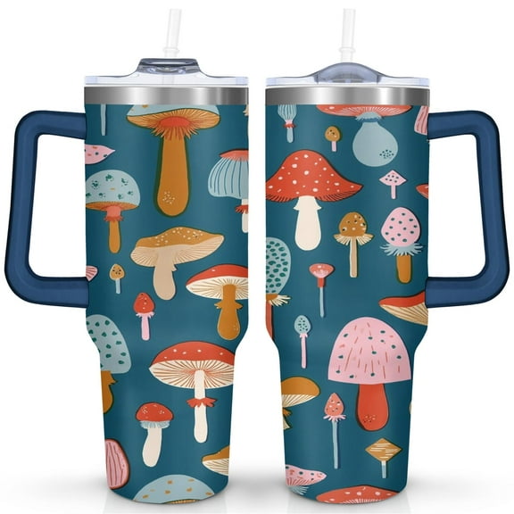 40 OZ Mushroom Coffee Cup Gifts for Women Men Birthday Travel Cup Gifts for Daughter Mom Best Friend Travelers Insulated Stainless Steel Water Bottle with Handle