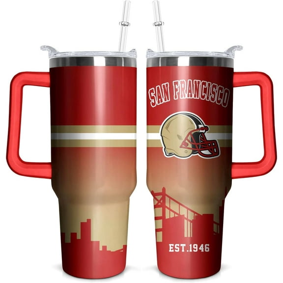 40oz Stainless Steel Tumbler with Handle and Straw, Large Sports Travel Mug, Double Wall Vacuum Insulated Coffee Cup for Hot and Cold Drinks, Gift for Men and Women