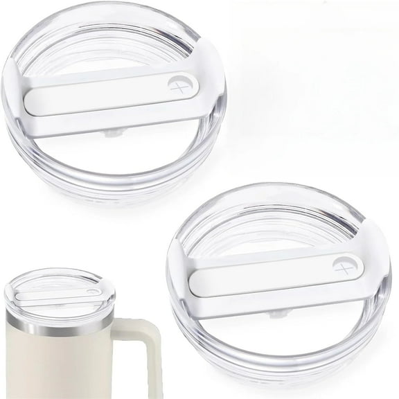 40 OZ Tumbler Lid Replacement Fit for Stanley Cup, 2 Pack Clear Replacement Lids Fit for Stanley Travel Tumbler, Spill Proof Tumbler Covers for Stanley Cup Accessories (Clear - White)