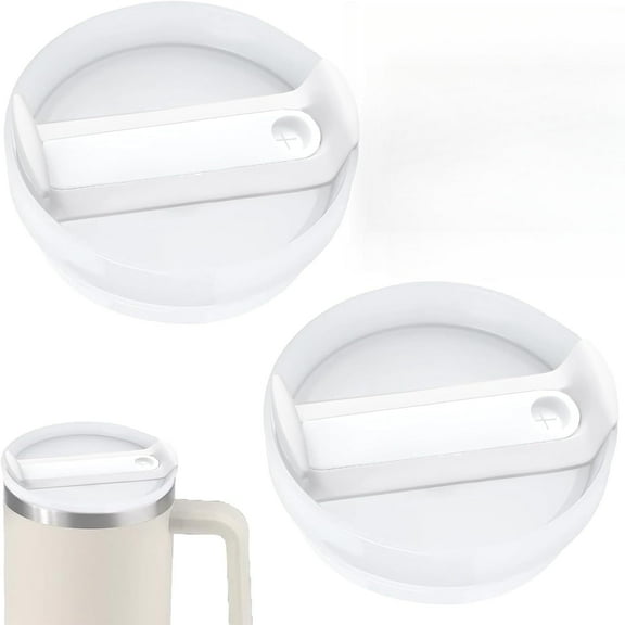 40 OZ Tumbler Lid Replacement Fit for Stanley Cup, 2 Pack Clear Replacement Lids Fit for Stanley Travel Tumbler, Spill Proof Tumbler Covers for Stanley Cup Accessories (Clear - White)
