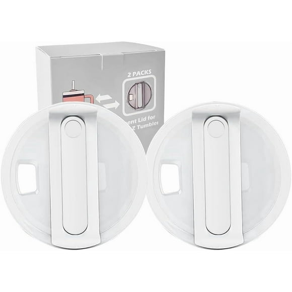 40 OZ Tumbler Lid Replacement, Replacement Lids Fit for Stanley Adventure Quencher Travel Tumbler 40 OZ, Spill Proof Splash Resistant Tumbler Covers for Stanley Replacement Lid (2 Pack,White)