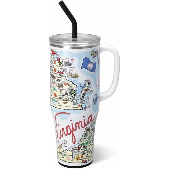 40 Ounce Insulated Tumbler with Handle and Straw Cup Holder Friendly