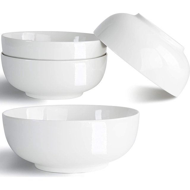 40 Ounce Soup Bowls (Set of 4) Durable Porcelain for Salads, Cereal