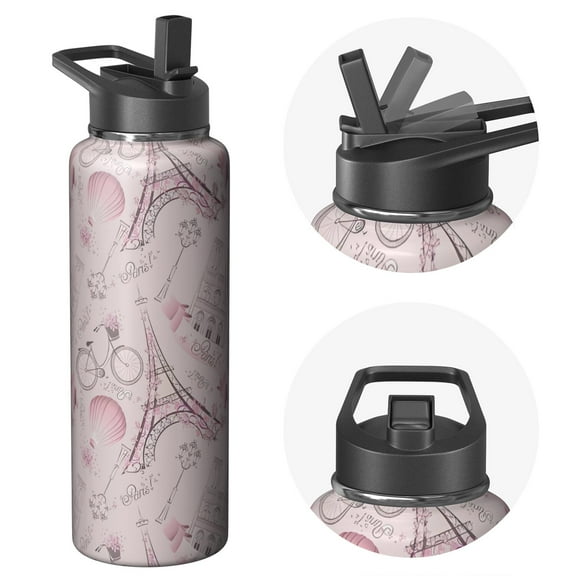 40 Ounce Triple Walled Insulated Holiday gifts Themed Water Bottle, Straw, Stainless Steel, Leakproof Lid Suitable for All Outdoor Activities