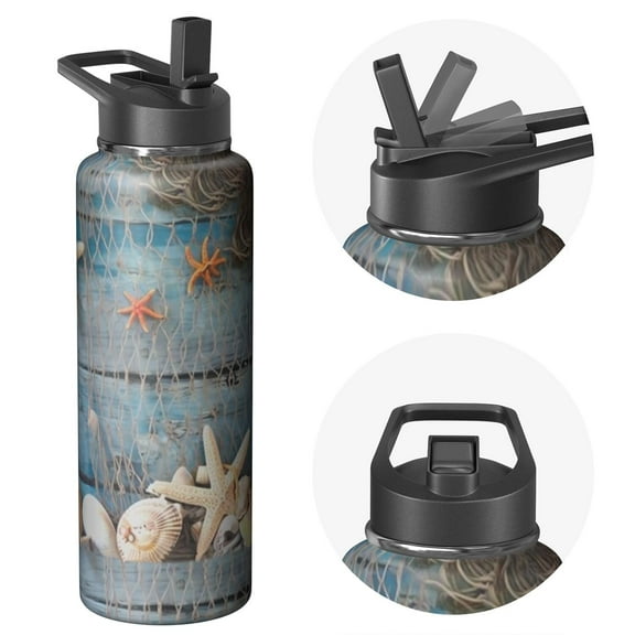 40 Ounce Triple Walled Insulated Holiday gifts Themed Water Bottle, Straw, Stainless Steel, Leakproof Lid Unisex Use for Daily Hydration