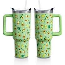 40 Oz Avocado Tumbler with Handle & Straw Lid - Sage Green, Double Wall Vacuum Insulated Stainless Steel Cup - Leakproof Fruit Lover Gift for Women (1 PC)