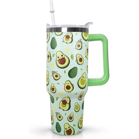 40 Oz Avocado Tumbler With Handle,Avocado Coffee Travel Mug Cup Water Bottle,Avocado Gifts for Women,Avocado Decor Stuff Accessories