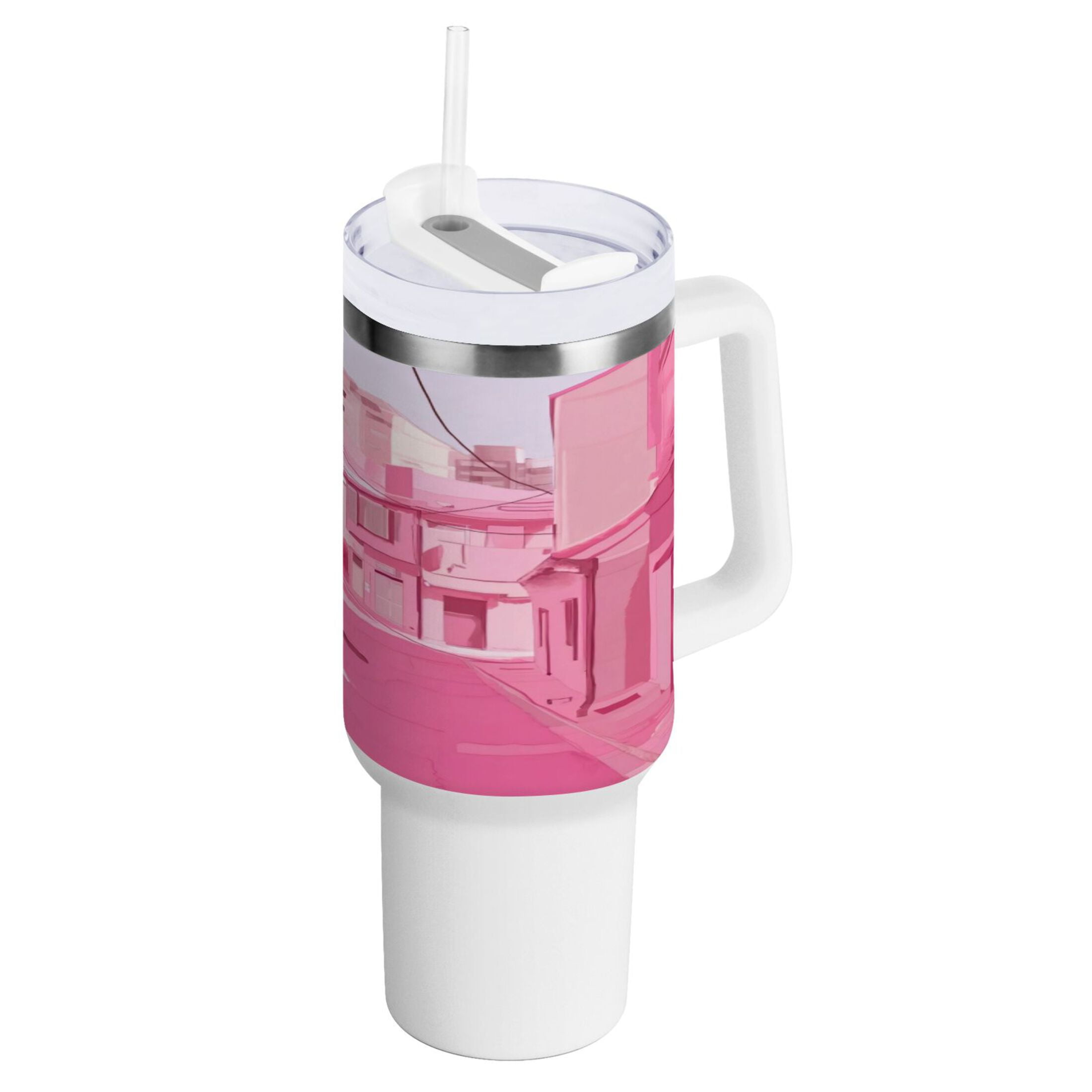 40 Oz Car Handle Water Bottle 10.8x3.85 Inch Handle And Straw Travel