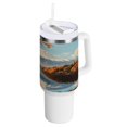 thumbnail image 1 of 40 Oz Car Handle Water Bottle Water Cup Water Bottle Water Jug Coffee Cup Travel Water Bottle Autumn Mount Fuji, 1 of 8