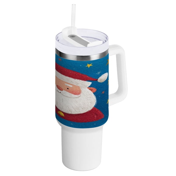 40 Oz Car Handle Water Bottle Water Cup Water Bottle Water Jug Coffee Cup Travel Water Bottle Beautiful Cartoon Santa Claus
