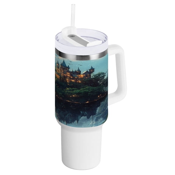 40 Oz Car Handle Water Bottle Water Cup Water Bottle Water Jug Coffee Cup Travel Water Bottle Beautiful Magic Castle