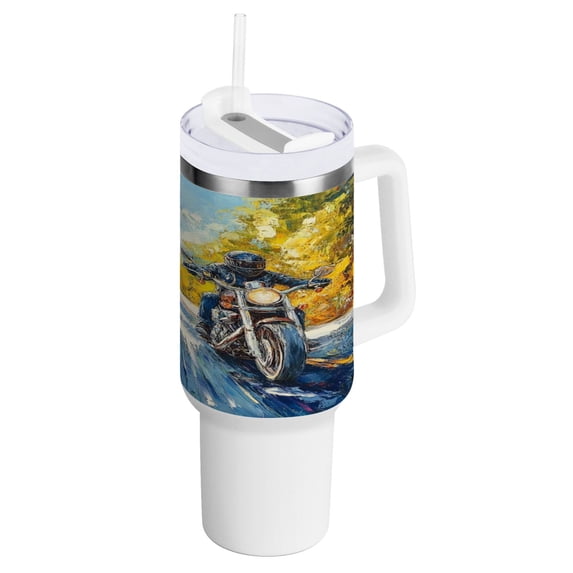 40 Oz Car Handle Water Bottle Water Cup Water Bottle Water Jug Coffee Cup Travel Water Bottle Beautiful Motorcycle Pattern