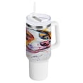 thumbnail image 1 of 40 Oz Car Handle Water Bottle Water Cup Water Bottle Water Jug Coffee Cup Travel Water Bottle Beautiful Watercolor Dog, 1 of 8
