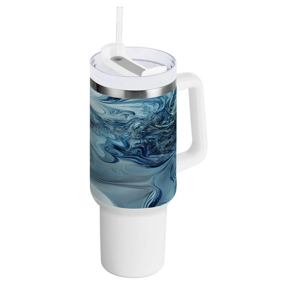 40 Oz Car Handle Water Bottle Water Cup Water Bottle Water Jug Coffee Cup Travel Water Bottle Blue Face