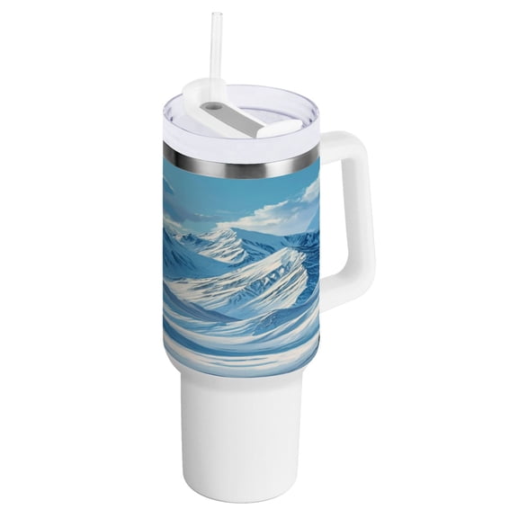 40 Oz Car Handle Water Bottle Water Cup Water Bottle Water Jug Coffee Cup Travel Water Bottle Blue Snow Mountain