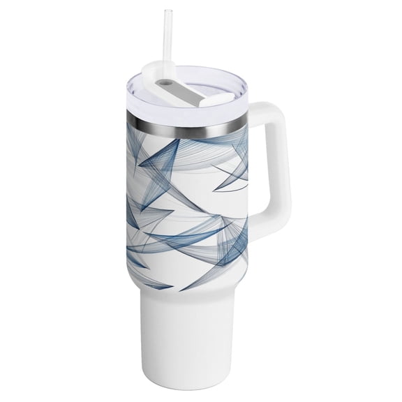 40 Oz Car Handle Water Bottle Water Cup Water Bottle Water Jug Coffee Cup Travel Water Bottle Blue Triangle