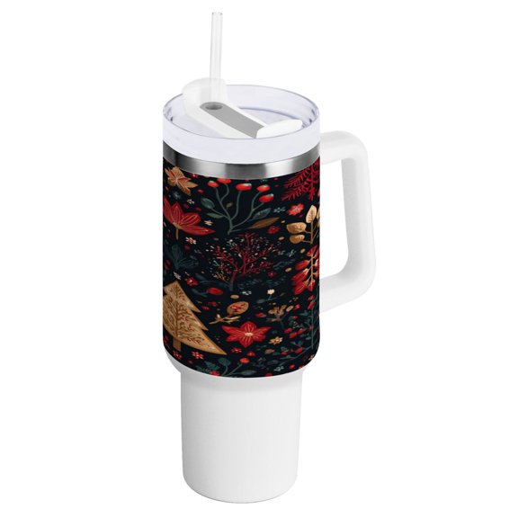 40 Oz Car Handle Water Bottle Water Cup Water Bottle Water Jug Coffee Cup Travel Water Bottle Christmas Tree Beautiful
