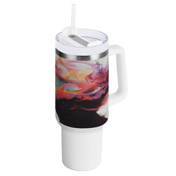 40 Oz Car Handle Water Bottle Water Cup Water Bottle Water Jug Coffee Cup Travel Water Bottle Color Abstract Head