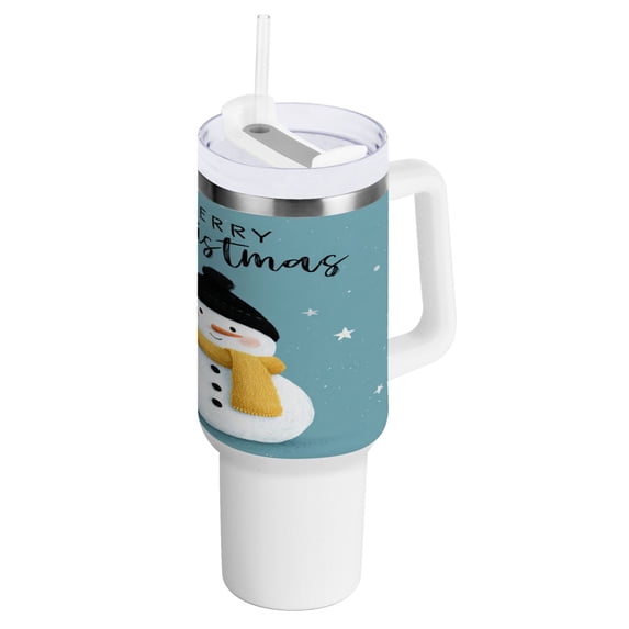 40 Oz Car Handle Water Bottle Water Cup Water Bottle Water Jug Coffee Cup Travel Water Bottle Cute Christmas Snowman