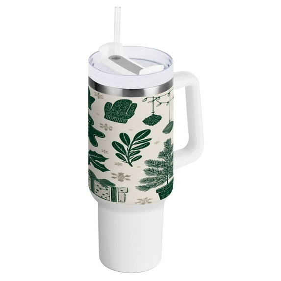 40 Oz Car Handle Water Bottle Water Cup Water Bottle Water Jug Coffee Cup Travel Water Bottle Green Gingerbread Man
