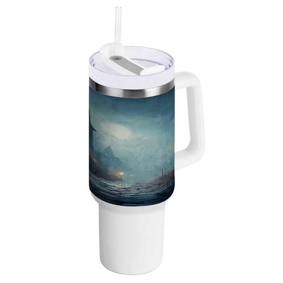40 Oz Car Handle Water Bottle Water Cup Water Bottle Water Jug Coffee Cup Travel Water Bottle Halloween Night Pumpkin